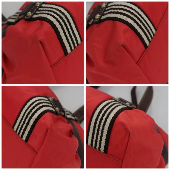 BURBERRY Blue Label Tote Bag Nylon Red Auth - Picture 16 of 16